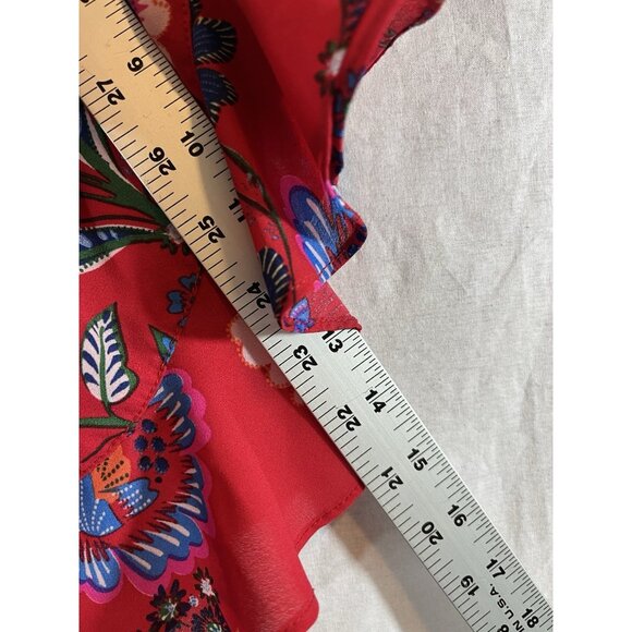 Zac & Rachel Women’s 1X Red Paisley Floral Flutter Sleeve Blouse - Picture 9 of 9